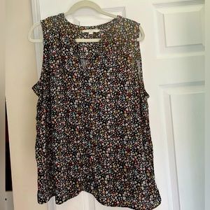 Loft Mixed Media Floral Sleeveless Top sz L